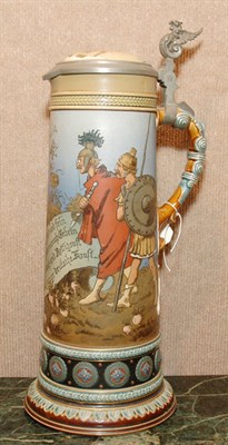 Lot 2316 - Mettlach Pewter Mounted Stoneware Flagon Of...
