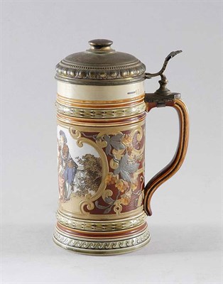 Lot 2340 - Mettlach Gilt-Metal Mounted Stoneware...