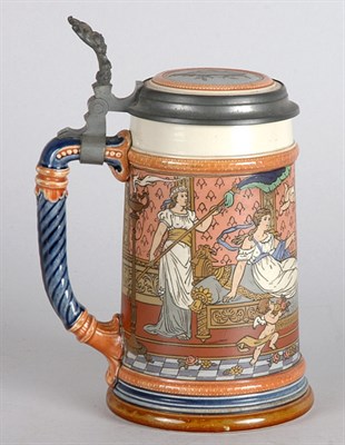 Lot 2334 - Mettlach Pewter Mounted Stoneware Half-Liter...
