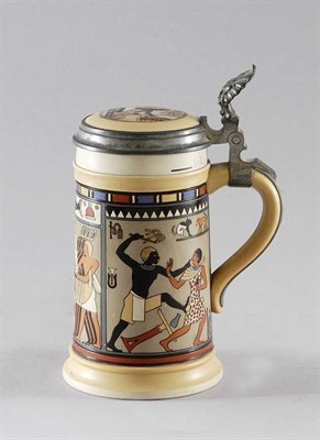 Lot 2339 - Mettlach Pewter Mounted Stoneware Half-Liter...