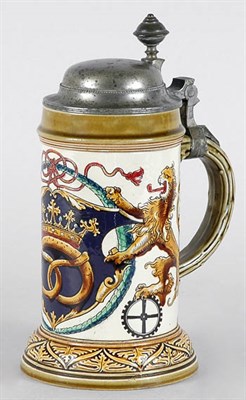 Lot 2336 - Mettlach Pewter Mounted Glazed Stoneware...