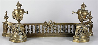Lot 2123 - Pair of Neoclassical Style Brass Andirons Each...