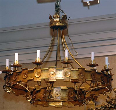 Lot 2619 - Empire Style Gilt-Metal Two-Tier Twelve-Light...