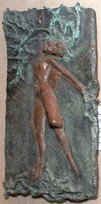Lot 2591 - Green and Brown Patinated-Bronze Plaque Modern...