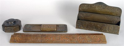 Lot 2703 - Tiffany Studios Bronze Desk Set In the Zodiac...