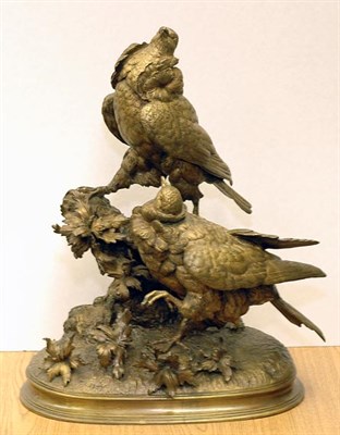 Lot 2163 - Gilt-Bronze Animalier Group In the form of two...