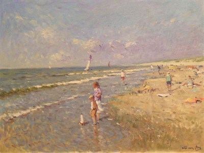 Lot 2043 - Niek van der Plas Dutch, b.1954 BEACH SCENE,...