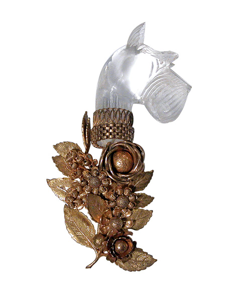 Miriam Haskell Dog Pin Carved glass dog head...