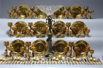 Lot 2220 - Russian Gilt Silver Stemware, Flatware and...