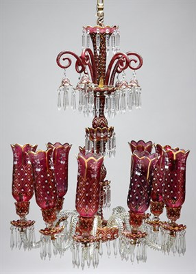 Lot 2622 - Bohemian Style Ruby Flashed and Enameled Cut...