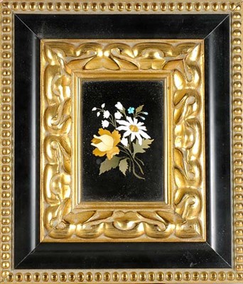 Lot 2110 - Framed Pietra Dura Botanical Plaque Of...