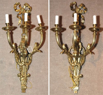 Lot 2629 - Pair of Louis XVI Style Gilt-Metal Three-Light...
