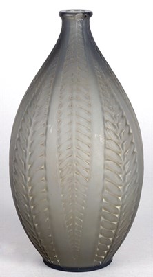 Lot 2650 - Lalique Molded Glass Acacia Vase Of elongated...