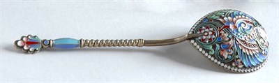 Lot 2231 - Russian Enameled Silver Spoon The...