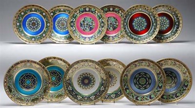 Lot 2221 - Twelve Russian Gilt Silver, Champleve,...
