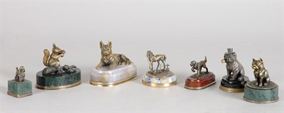 Lot 2111 - Group of Seven Russian Silver and Hardstone...