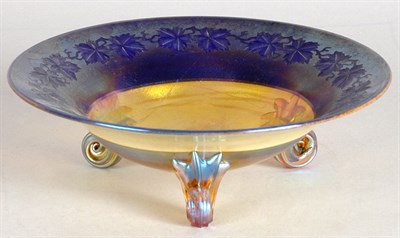 Lot 2697 - Tiffany Blue and Gold Wheel Engraved Favrile...