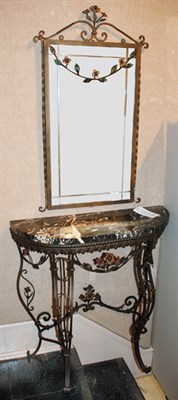 Lot 2354 - Art Deco Wrought Iron Console and Mirror The...