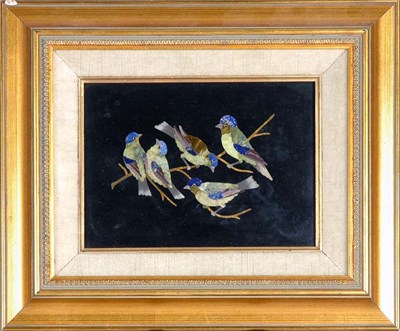 Lot 2104 - Framed Pietra Dura Plaque Of rectangular form,...