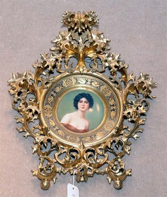 Lot 2421 - Framed Austrian Gilt Decorated Cobalt Ground...