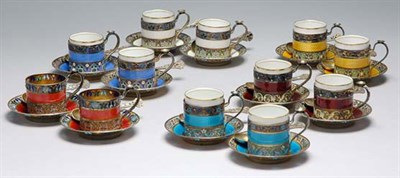 Lot 2222 - Set of Ten Russian Gilt Silver, Cloisonne,...