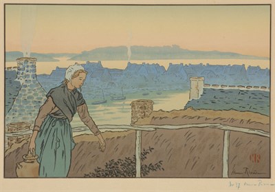Lot 4388 - Henri Riviere [GIRL ON A FARM] Color...