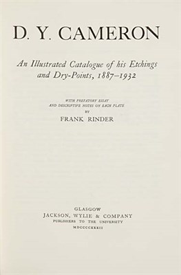 Lot 4031 - [CAMERON, D. Y.] RINDER, FRANK D. Y. Cameron....
