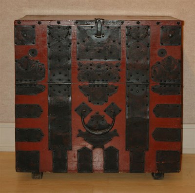 Lot 2313 - Korean Red Painted Wood Storage Chest Height...