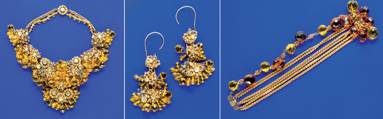 Miriam Haskell Citrine Bib Necklace and...