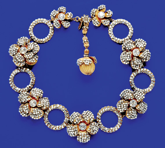 Miriam Haskell Rhinestone Hoop and Flower...