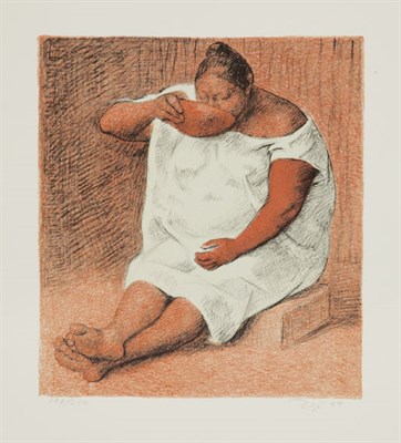Lot 4451 - Francisco Zuniga MUJER BEBIENDO (B. 98) Color...