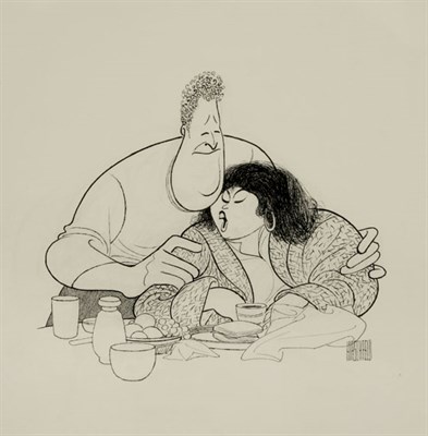 Lot 4258 - Al Hirschfeld ROSEANNE BARR AND JOHN GOODMAN...