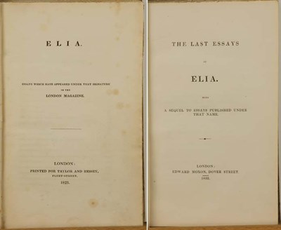 Lot 143 - [LAMB, CHARLES] Elia. London: Taylor and...
