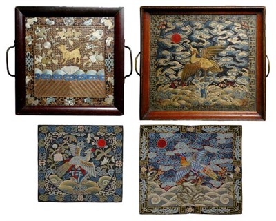 Lot 2261 - Group of Four Chinese Silk Rank Badges 19th...