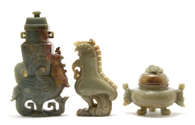 Lot 2207 - Group of Three Chinese Jade Articles 19th...