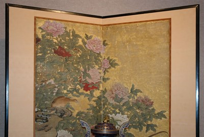 Lot 2340 - Japanese Kano School Style Two-Panel Screen...