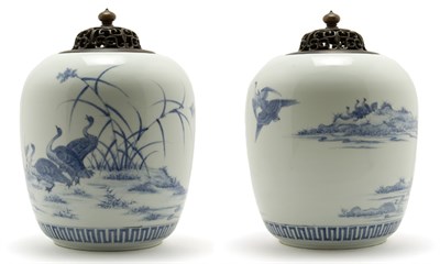 Lot 2306 - Japanese Fukugawa Style Blue and White Glazed...
