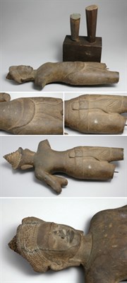 Lot 2368 - Khmer Sandstone Carved of a Male Figure...