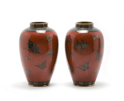 Lot 2353 - Pair of Japanese Cloisonne Vases Late 19th...