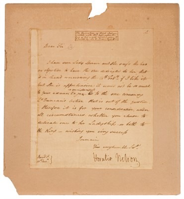 Lot 10 - HORATIO NELSON, 1ST VISCOUNT NELSON Document...