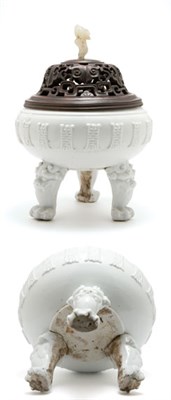 Lot 2103 - Chinese Blanc de Chine Censer 18th Century Of...