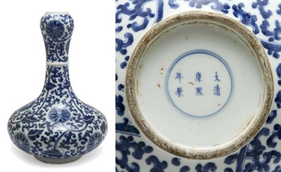 Lot 2110 - Chinese Blue and White Glazed Porcelain Bottle...