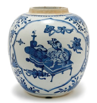 Lot 2161 - Chinese Blue and White Glazed Porcelain Jar...