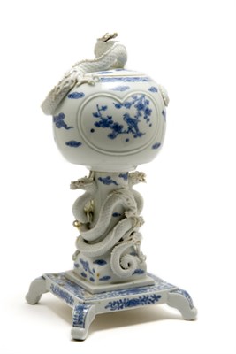 Lot 2170 - Japanese Hirado Style Blue and White Glazed...