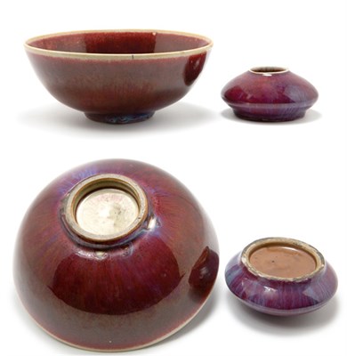 Lot 2031 - Two Chinese Flambe Glazed Porcelain Articles...