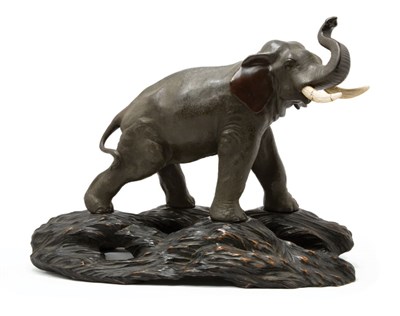 Lot 2168 - Japanese Bronze Figure of a Striding Elephant...