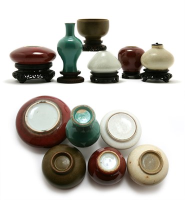 Lot 2272 - Group of Six Chinese Monochrome Glazed...