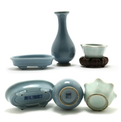 Lot 2273 - Two Chinese Sky Blue Glazed Porcelain Articles...