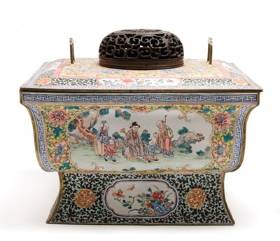 Lot 2245 - Chinese Enameled Censer 19th Century Of square...
