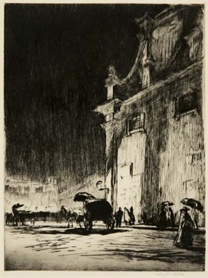 Lot 259 - Muirhead Bone A RAINY NIGHT IN ROME (DODGSON...